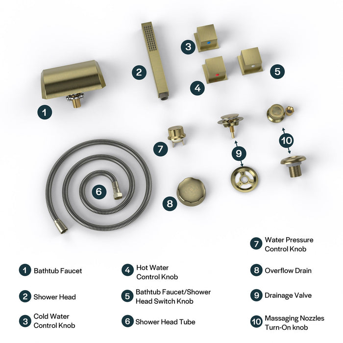 Bathtub Faucet Fixtures For EMPV-59JT408LED Whirlpool Tub - ACC-408BB