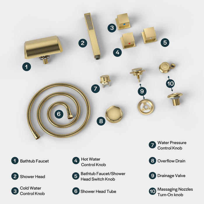 Bathtub Faucet Fixtures For EMPV-59JT408LED Whirlpool Tub - ACC-408BB