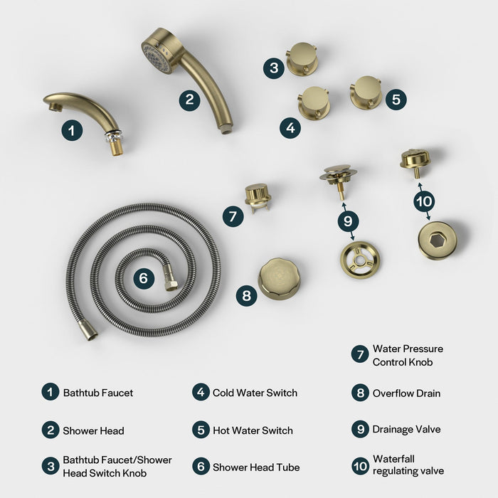 Bathtub Faucet Fixtures For EMPV-67JT351LED Whirlpool Waterfall Tub - ACC-351BB