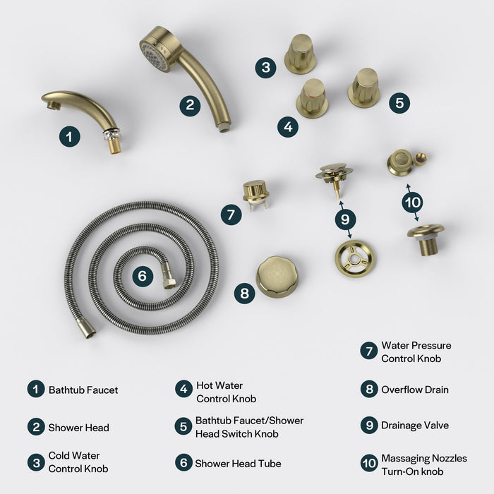 Bathtub Faucet Fixtures For EMPV-72JT367LED 2-Person Whirlpool Tub - ACC-367BB