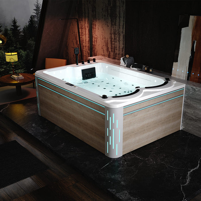 75 in. Freestanding Luxury Thermostatic 2-Person Rectangle LED Tub With Right Drain - EMPV-75JT901