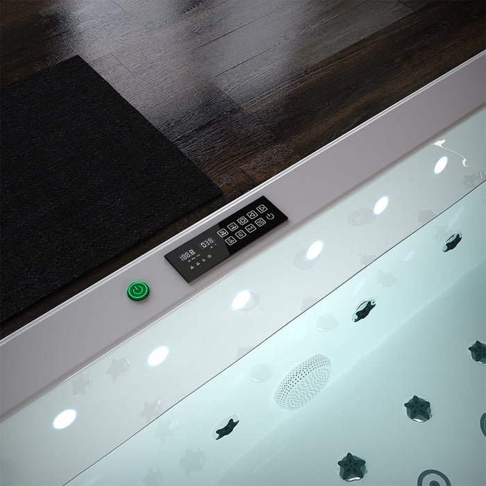75 in. Freestanding Luxury Thermostatic 2-Person Rectangle LED Tub With Right Drain - EMPV-75JT901