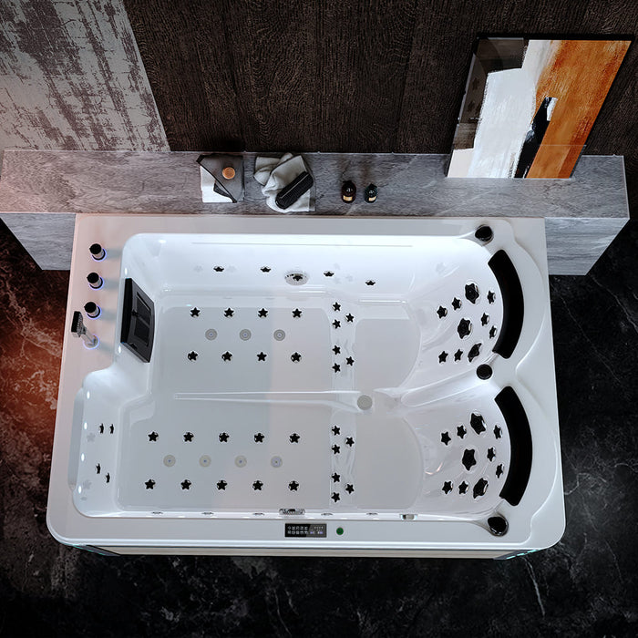 75 in. Freestanding Luxury Thermostatic 2-Person Rectangle LED Tub With Right Drain - EMPV-75JT901