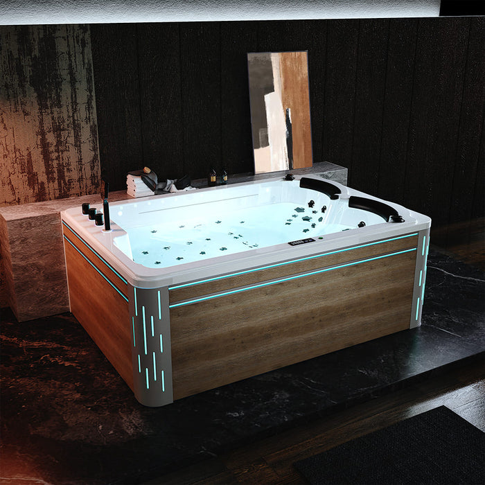 75 in. Freestanding Luxury Thermostatic 2-Person Rectangle LED Tub With Right Drain - EMPV-75JT901