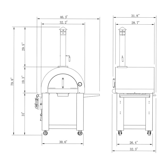Empava Outdoor Wood Fired Pizza Oven With Side Table - EMPV-PG05