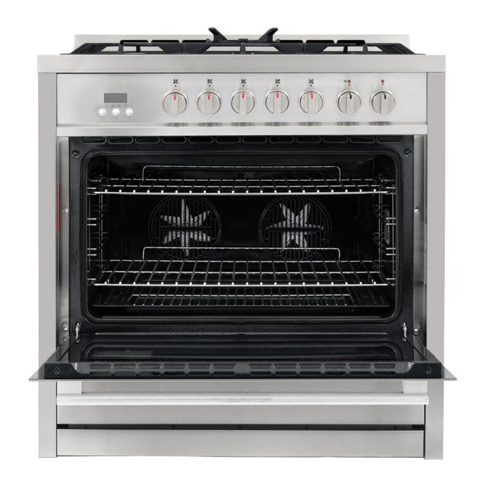 Cosmo Commercial 36" 3.8 cu. ft. Dual Fuel Range with Convection Oven and Storage Drawer, COS-F965NF