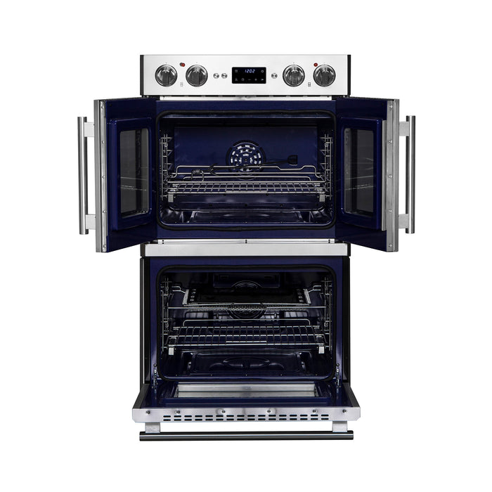 Forno 30" 7.36 Cu. Ft. French Door Double Electric Wall Oven with Telescopic Racks, Air Fry, Self-Clean and Sous Vide, FBOEL1388-30