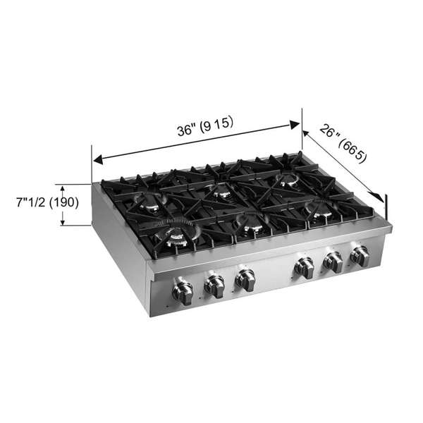 Forno 36" Gas Rangetop With 6 Sealed Burners in Stainless Steel, FCTGS5737-36