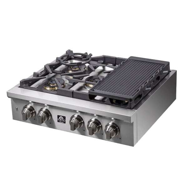 Forno 30" Gas Rangetop With 5 Sealed Burners in Stainless Steel, FCTGS5751-30