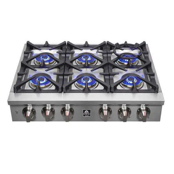 Forno 36" Gas Rangetop With 6 Sealed Burners in Stainless Steel, FCTGS5751-36