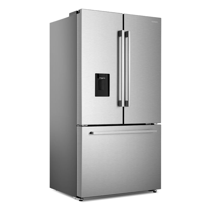 Cosmo 36" 22.4 cu. ft. 3-Door French Door Refrigerator with Water Dispenser and Ice Maker in Stainless Steel, COS-FDR223GWSS