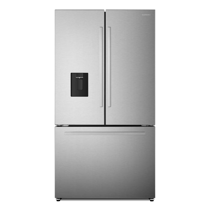 Cosmo 36" 22.4 cu. ft. 3-Door French Door Refrigerator with Water Dispenser and Ice Maker in Stainless Steel, COS-FDR223GWSS