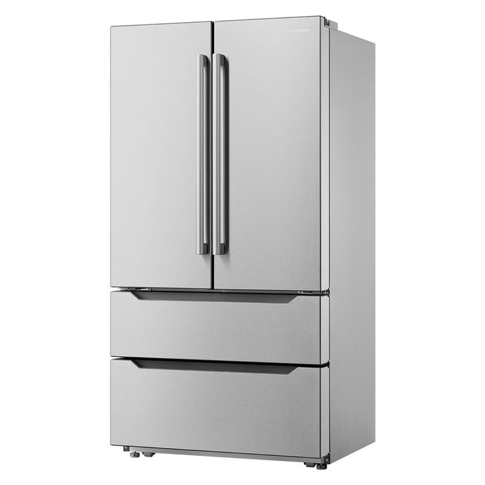 Cosmo Package - 48" Gas Range, Under Cabinet Range Hood, Dishwasher, Refrigerator with Ice Maker and Wine Cooler, COS-5PKG-211