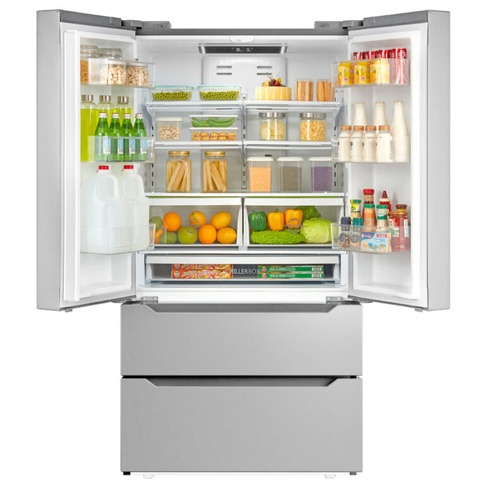 Cosmo 35" 22.5 cu. ft. 4-Door French Door Refrigerator with Recessed Handle in Stainless Steel, COS-FDR225RHSS