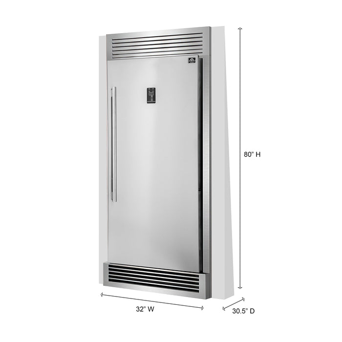 Forno 32″ 13.8 cu. ft.. Right Hand Swing Dual Zone Refrigerator/Freezer in Stainless Steel with Grill Trim Kit, FFFFD1933-32RS