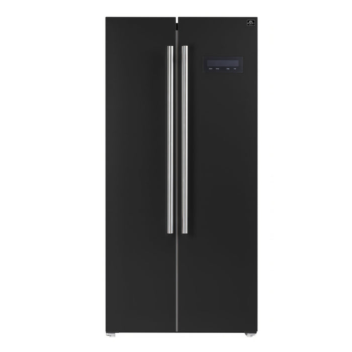 Forno Espresso 33" 15.6 cu. ft. Refrigerator in Black with Silver Handles, FFRBI1805-33BLK