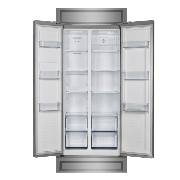 Forno 37" 15.6 cu. ft. Side-by-Side Built-In Refrigerator in Stainless Steel with Modern Trim Kit, FFRBI1805-37MG