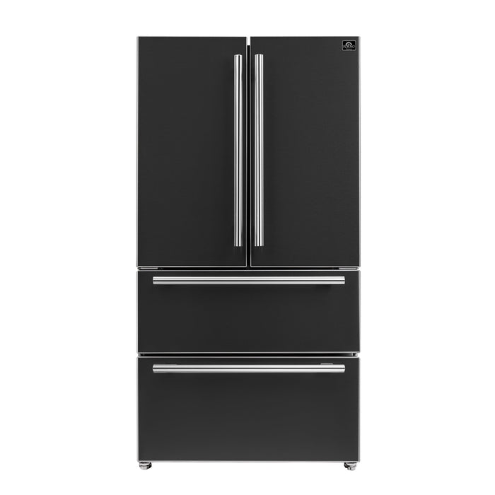 Forno Espresso 36" 19.2 cu. ft. Refrigerator in Black with Silver Handles, FFRBI1820-36BLK