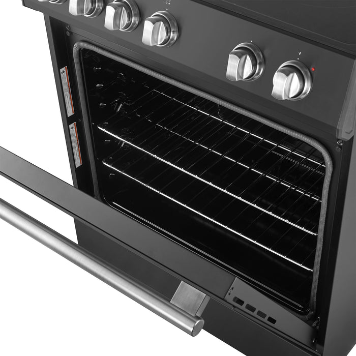 Forno Espresso 30" Electric Range in Black with Silver Handles, FFSEL6012-30BLK