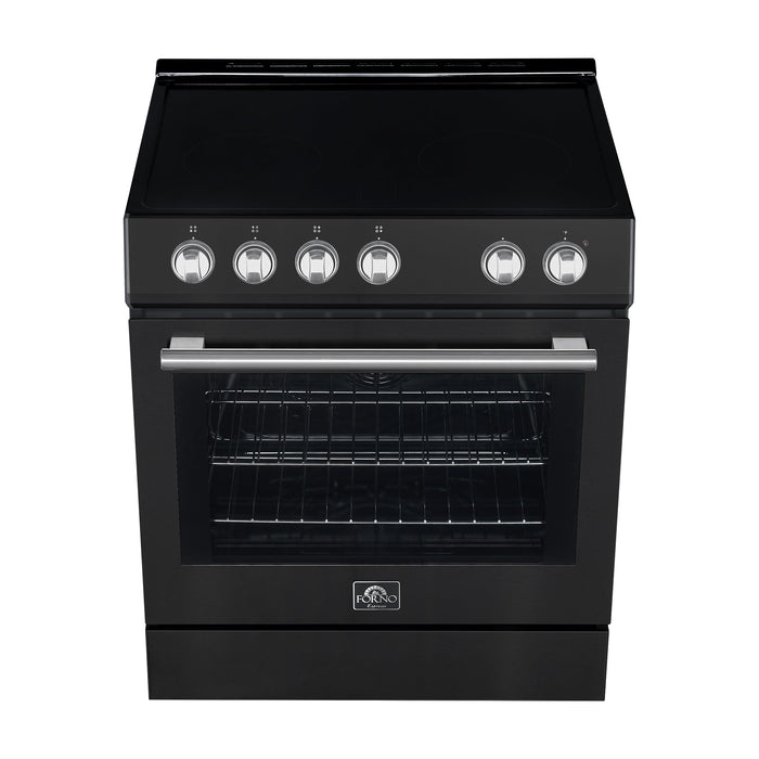 Forno Espresso 30" Electric Range in Black with Silver Handles, FFSEL6012-30BLK