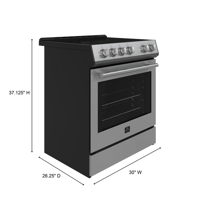 Forno Espresso 30" Electric Range in Stainless Steel with Silver Handles, FFSEL6012-30