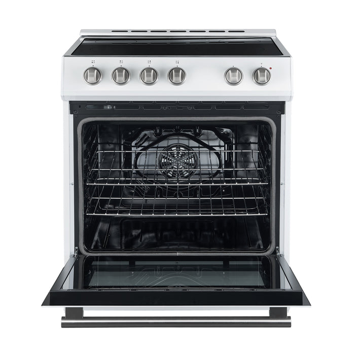 Forno Espresso 30" Electric Range in White with Silver Handles, FFSEL6012-30WHT