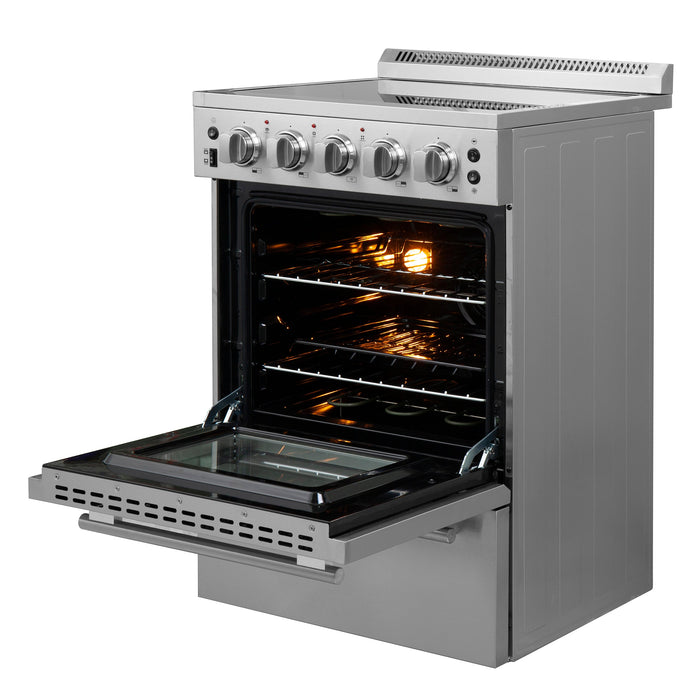 Forno 24" Freestanding Electric Range With 4 Element Burners in Stainless Steel, FFSEL6069-24