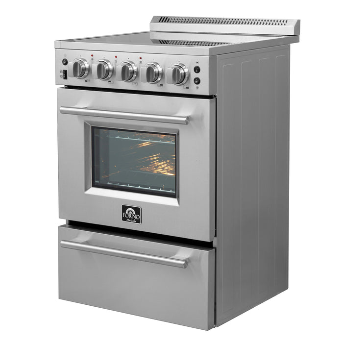 Forno 24" Freestanding Electric Range With 4 Element Burners in Stainless Steel, FFSEL6069-24