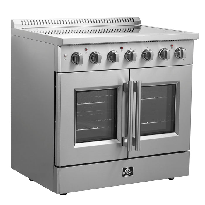 Forno 36" Freestanding Electric Range With French Door in Stainless Steel, FFSEL6917-36