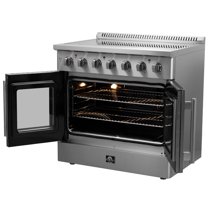 Forno 36" Freestanding Electric Range With French Door in Stainless Steel, FFSEL6917-36