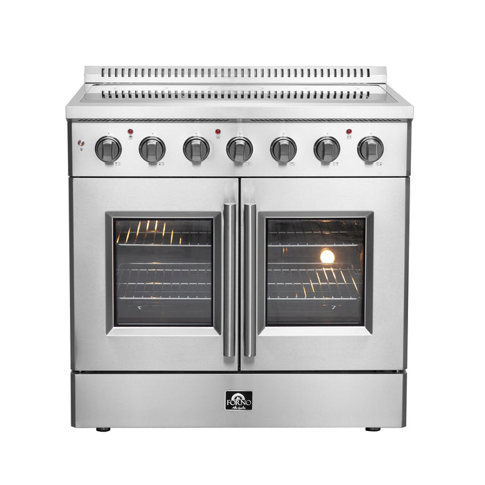 Forno 36" Freestanding Electric Range With French Door in Stainless Steel, FFSEL6917-36