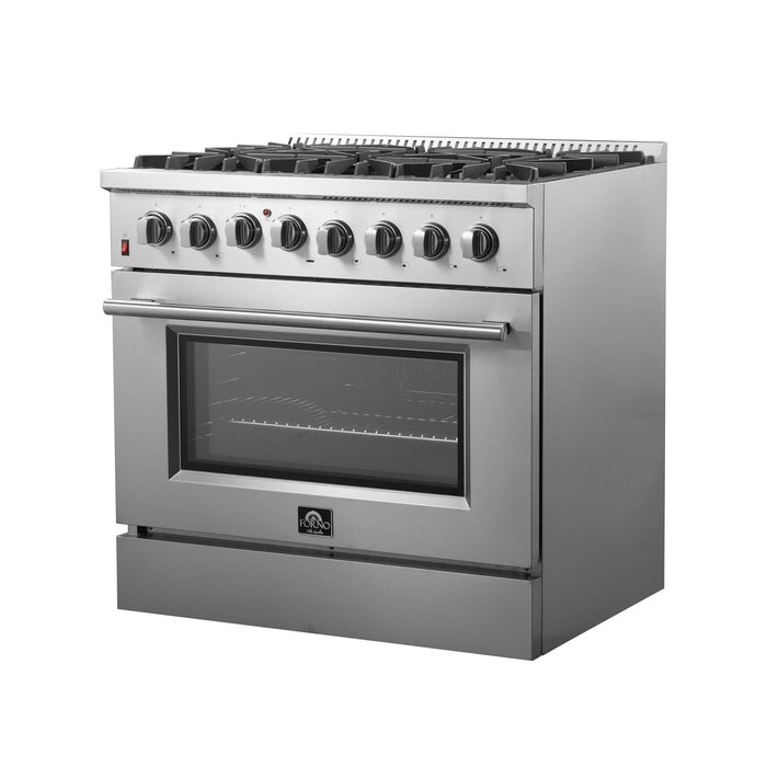 Forno 36″ Galiano Gas Burner / Electric Oven in Stainless Steel 6 Italian Burners, FFSGS6156-36