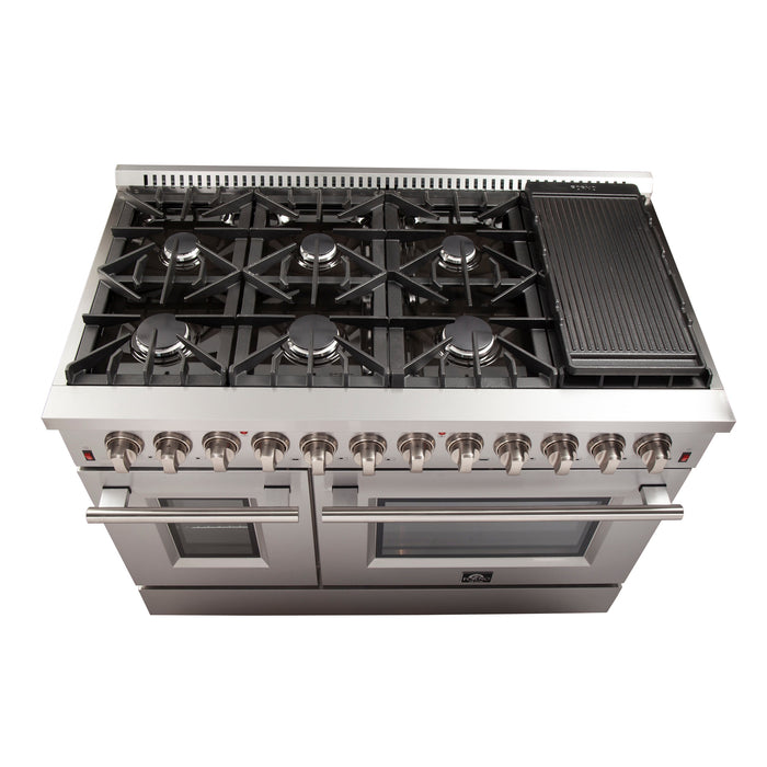 Forno 48 Inch Galiano Gas Burner and Electric Oven Range in Stainless Steel with 8 Italian Burners, FFSGS6156-48