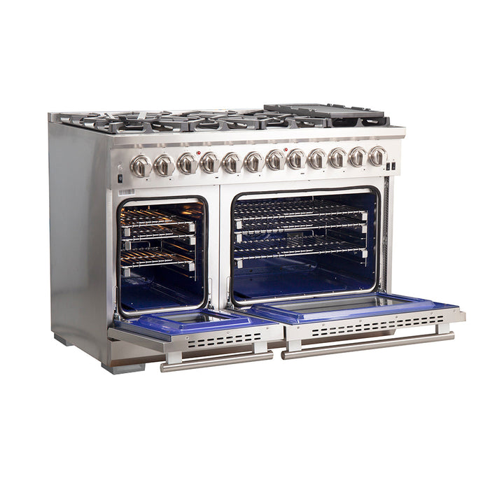 Forno 48″ Pro Series Capriasca Gas Burner / Electric Oven in Stainless Steel 8 Italian Burners, FFSGS6187-48