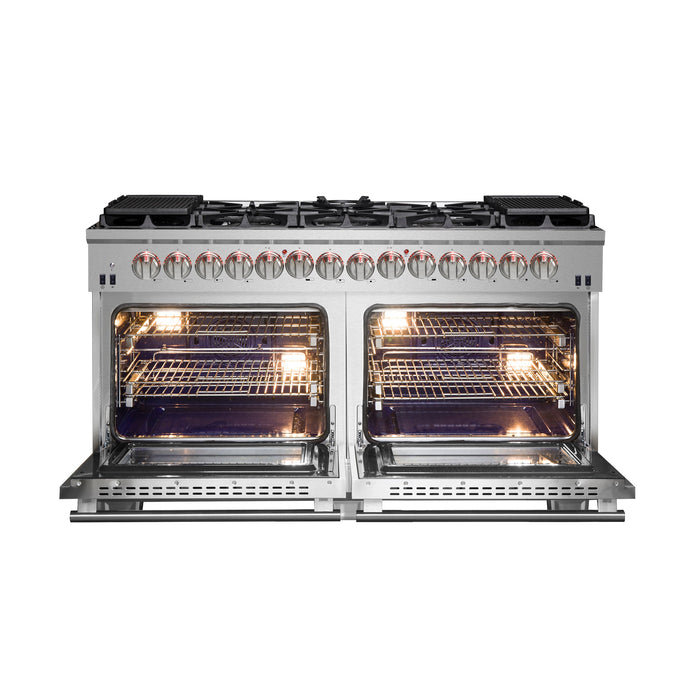 Forno 60 Inch Titanium Pro Series Capriasca Freestanding Dual Fuel Range, FFSGS6187-60