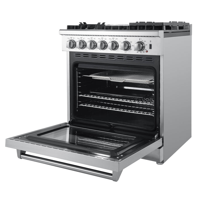 Forno 30 In. Breno Dual Fuel Range in Stainless Steel 5 Italian Burners, FFSGS6196-30