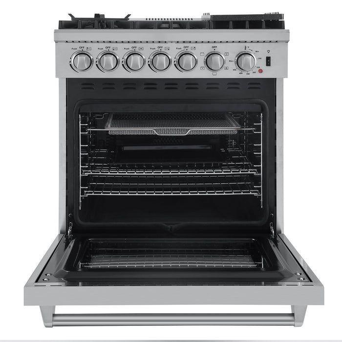 Forno 30 In. Breno Dual Fuel Range in Stainless Steel 5 Italian Burners, FFSGS6196-30