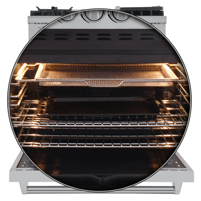 Forno 30 In. Breno Dual Fuel Range in Stainless Steel 5 Italian Burners, FFSGS6196-30