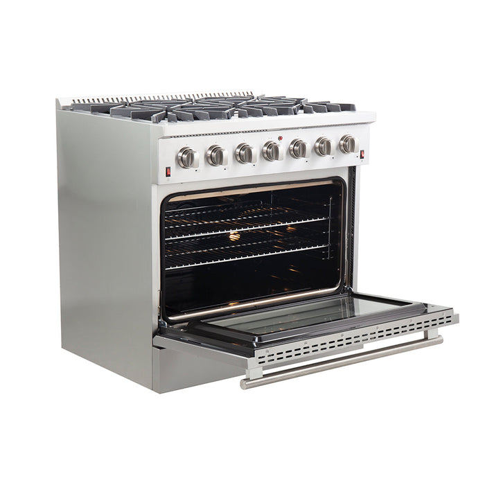 Forno 36″ Galiano Gas Range with 6 Italian Burners in Stainless Steel, FFSGS6244-36