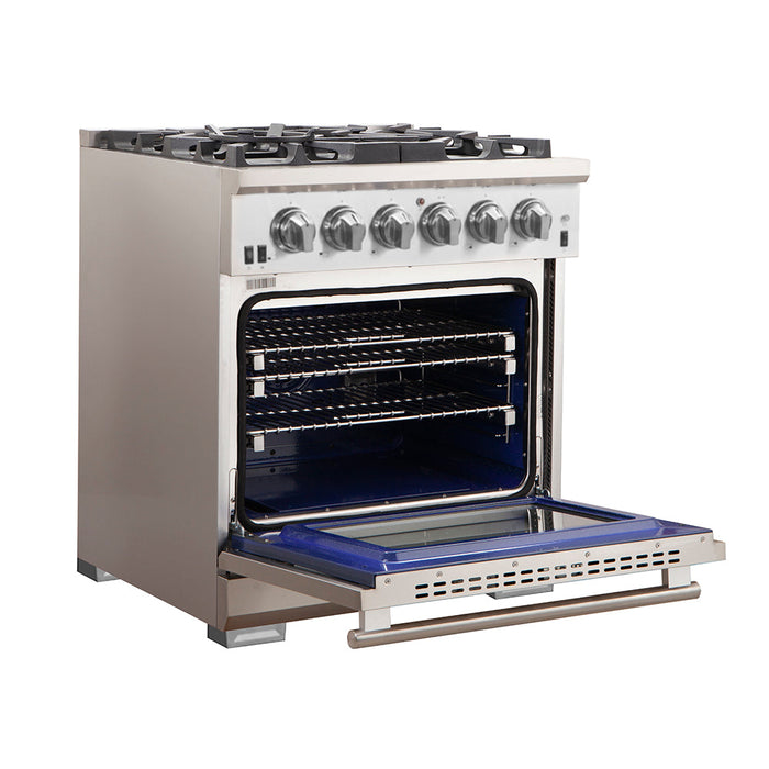 Forno 30″ Gas Range in Stainless Steel with 5 Italian Burners, FFSGS6260-30