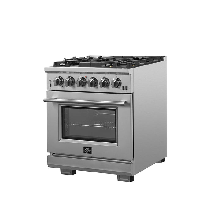 Forno 30″ Gas Range in Stainless Steel with 5 Italian Burners, FFSGS6260-30