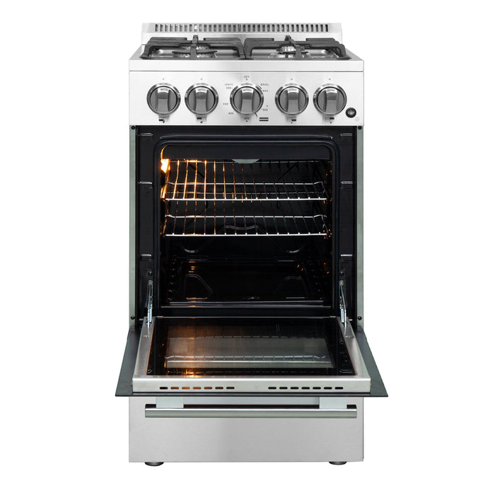 Forno 20" Freestanding Gas Range With 4 Sealed Burners in Stainless Steel, FFSGS6265-20