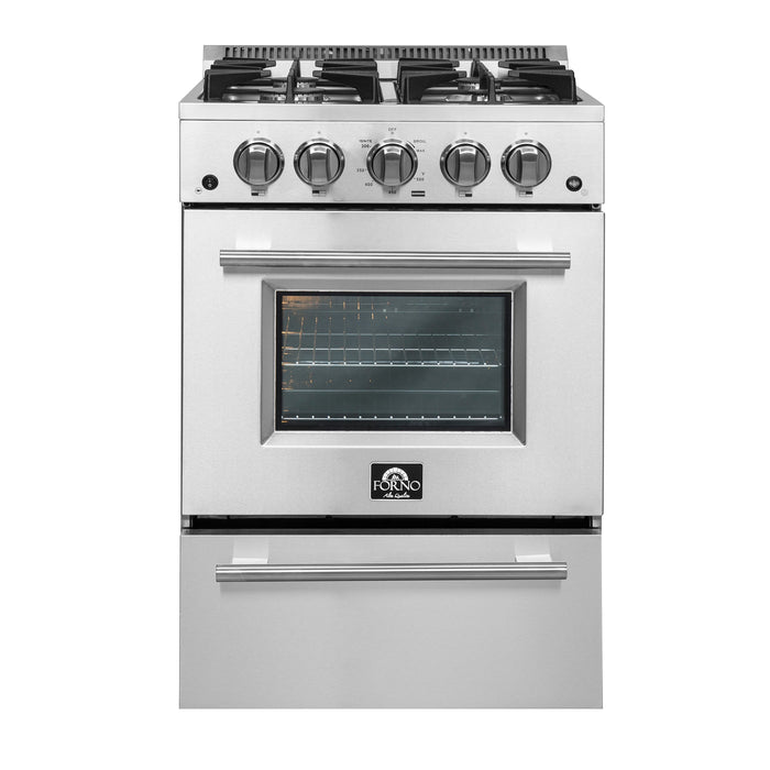 Forno 24" Freestanding Gas Range With 4 Sealed Burners in Stainless Steel, FFSGS6272-24