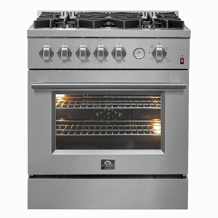 Forno 30" 4.32 cu. ft. Gas Range with 5 Sealed Burners, Air Fry Basket, Wok Support and Griddle, FFSGS6274-30