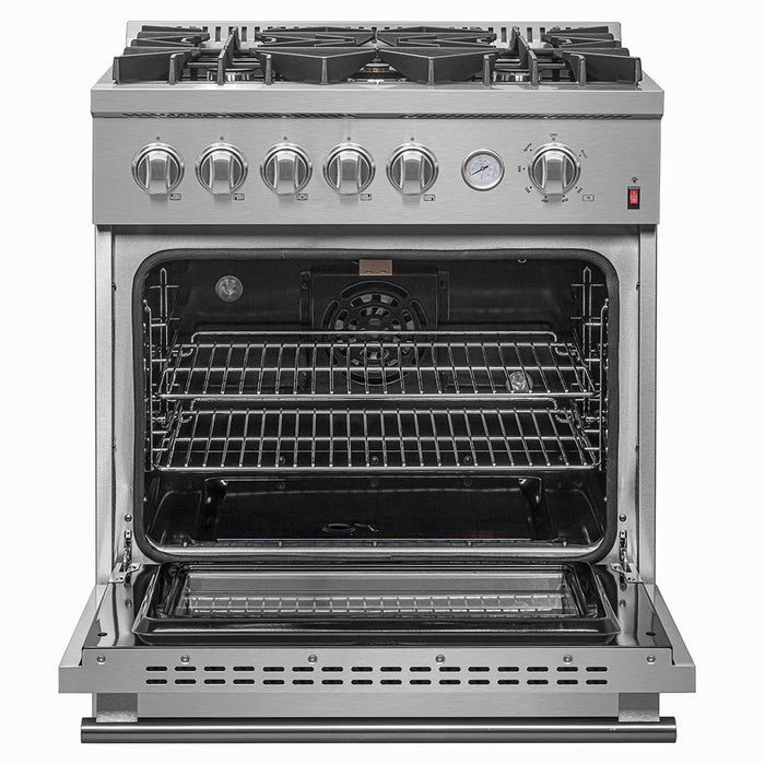 Forno 30" 4.32 cu. ft. Gas Range with 5 Sealed Burners, Air Fry Basket, Wok Support and Griddle, FFSGS6274-30