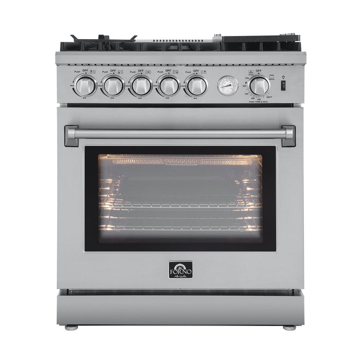 Forno 30" Gas Range with 5 Sealed Burners, Air Fryer and Griddle, FFSGS6276-30