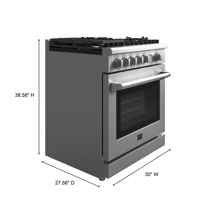 Forno 30" Gas Range with 5 Sealed Burners, Air Fryer and Griddle, FFSGS6276-30