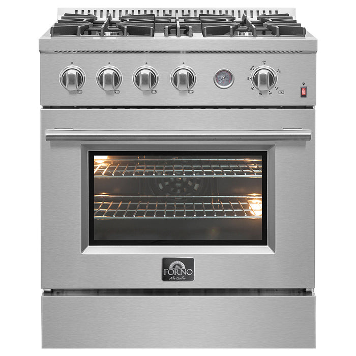 Forno 30" 4.32 cu.ft. Gas Range with 4 Burners and Built-In Temperature Gauge, FFSGS6277-30