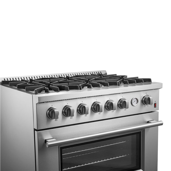 Forno 36" 5.36 cu.ft. Gas Range with 6 Burners and Built-In Temperature Gauge, FFSGS6277-36