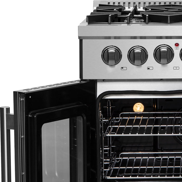 Forno 30" Gas Burner, Electric Oven Range With French Door in Stainless Steel, FFSGS6356-30